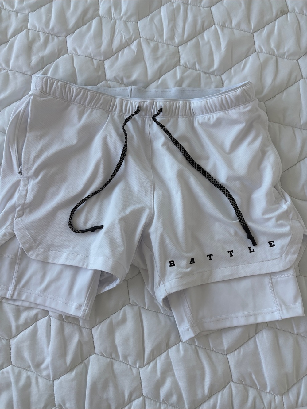 Men's White Athletic Layered Shorts